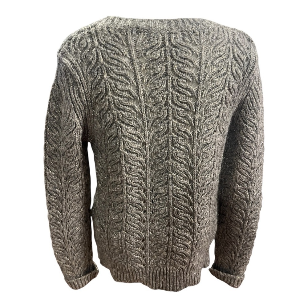 Banana Republic Gray Metallic Leaf Wool Blend Sweater size M - Picture 2 of 7